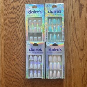 Claire's Silver, Blue and Natural 24 Vegan Nail Sets in Each One.